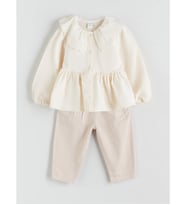 LCW baby Bej Bebe Yaka Kız Bebek Bluz Ve Pantolon