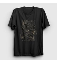 Presmono Unisex Siyah Street Racing Sokak Yarışı Araba T-Shirt 487763tt