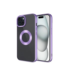 Apple iPhone 15 Uyumlu Kılıf Tek Kamera Çerçeveli Logo Gösteren Zore Omega Kapak (Lila)