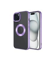 Apple iPhone 15 Uyumlu Kılıf Tek Kamera Çerçeveli Logo Gösteren Zore Omega Kapak (Lila)