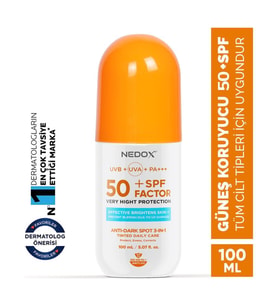 NEDOX Leke Karşıtı Spf 50 Tüm Ciltler Için Yüksek Korumalı Nemlendirici Güneş Krem 100 ml