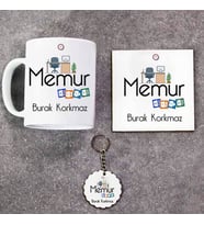 Memur Kupa Bardak Altlık ve Anahtarlık Hediye Seti (Model 1)