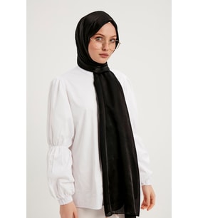 Şaless Tesettür Kadın Janjanlı Krinkıl Abiye Şal-siyah- 70x190cm