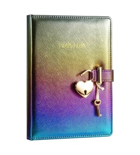VICTORIA'S JOURNALS 124-1101 HUSH HUSH HEART KİLİTLİ 13x18cm 80gr.160YP.ÇİZGİLİ DEFTER METALİK LİLA