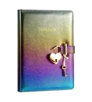 VICTORIA'S JOURNALS 124-1101 HUSH HUSH HEART KİLİTLİ 13x18cm 80gr.160YP.ÇİZGİLİ DEFTER METALİK LİLA