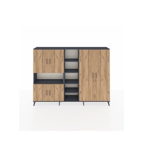 Arges Dolap 13 Raflı 6 Kapaklı 220x30x163 Antrasit-Çam/Antrasit