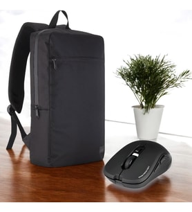 Classone PR-EK100 15,6'Su Geçirmez Kumaş Fermuar Sırt Çantası + Kablosuz Mouse (Gri)