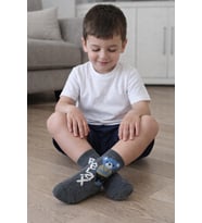 Bear Relax Baskılı Erkek Çocuk Çorap (Füme)