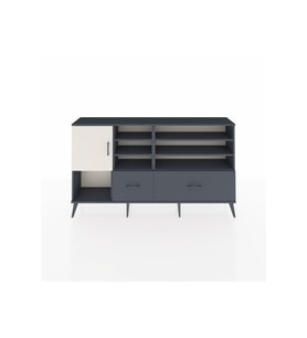 Arges Konsol 8 Raflı 2 Çekmeceli Tek Kapaklı  176x30x99 Antrasit-Aytaşı/Antrasit