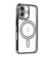 Apple İphone 16 Kılıf Joke Simli Magneticsafe Kılıf - Siyah
