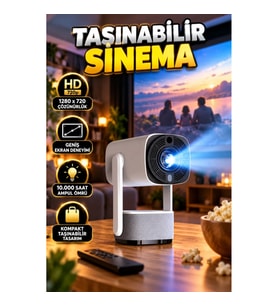 HD 720p 1280 x 720 Projeksiyon Cihazı – Geniş Ekran, 10.000 Saat Ampul Ömrü, Kompakt Tasarım