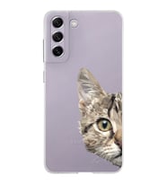 Samsung Galaxy S21 FE Kapak Catface Tasarımlı Şeffaf Silikon Kılıf
