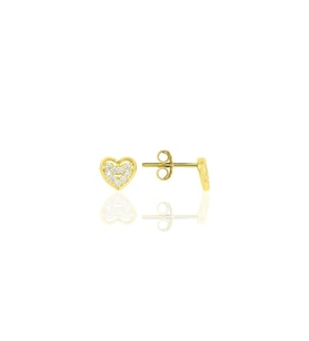 Gümüş altın yaldızlı zirkon taşlı kalp küpe SGTL11846GOLD