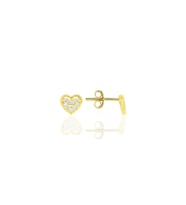 Gümüş altın yaldızlı zirkon taşlı kalp küpe SGTL11846GOLD
