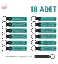 Okul Kulüp Faaliyet Katılımcılarına 18'li Set, Öğrenci İsim Yazılı Anahtarlık , Koyu Turkuaz & Siyah