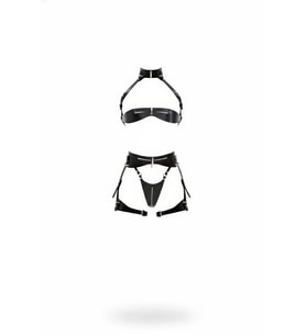 Mulvxbrf Brf02 Siyah Jartiyer Harness Suni Deri Fermuar Detaylı Bralet Takım - Brf1373 (Mulvix)