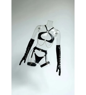 Mulvxbrf Brf02 Siyah Harness Takım Zincir Detaylı Deri Vücut Kemerleri - Brf1330 (Mulvix)
