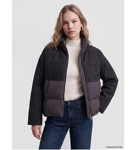 LCW Vision Antrasit Dik Yaka Oversize Kadın Şişme Mont