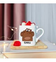 We Bears Tasarımlı Ahşap Tabaklı Kişiye Özel Türk Kahvesi Fincanı