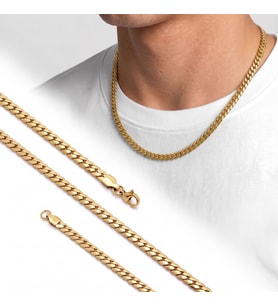 Moncuk Design Ezme Balık Sırtı Erkek Çelik Kolye Gold 5x2mm 55cm 3351ECK039