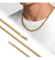 Moncuk Design Ezme Balık Sırtı Erkek Çelik Kolye Gold 5x2mm 55cm 3351ECK039