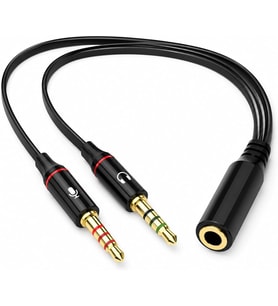 PrimeX PX-8005 Kulaklık Mikrofon Ayırıcı, 3.5 mm Jak 1 Dişi 2 Erkek Y Splitter, Tek Girişli Mikrofonlu Kulaklığı PC ve Laptopa Bağlama Çevirici