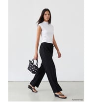 LCW Modest Siyah Beli Lastikli Dokulu Kadın Pantolon