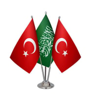 Masa Üstü Yeşil Kelimei Tevhid Bayrağı Türk Bayrağı Üçlü Krom Direk Masa Bayrak Seti