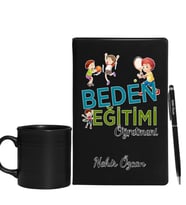 Beden Eğitimi Öğretmenlerine Özel Defter Kalem & Siyah Varil Kupa Hediye Seti