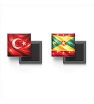 Buzdolap Magnetleri - Grenada Bayrağı ve Türk Bayrağı - 2'li Set Magneti