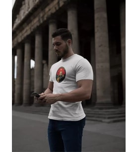 pilelistore- Unisex Bisiklet Yaka Baskılı Oversize T-Shirt - Beyaz