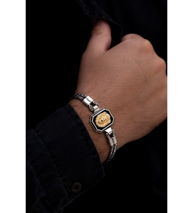 Erkek Gümüş Bileklik - Çift Kral Model Aslan Motifli Gümüş Bileklik