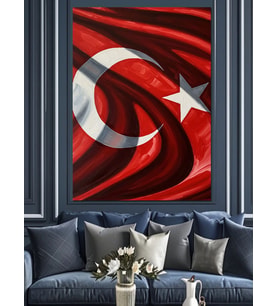 Kırmızı Şanlı Türk Bayrağı Dekoratif Kanvas - Mdf Ahşap Tablo