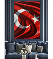 Kırmızı Şanlı Türk Bayrağı Dekoratif Kanvas - Mdf Ahşap Tablo