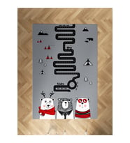 MEKTA HOME BEBEK VE ÇOCUK ODASI Üç Sevimli Ayı ve Yol Desenli Halı