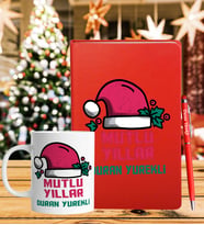 Yılbaşı İçin Kişiye Özel Tasarım Defter Kalem & Kupa Hediye Seti