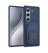 Coverzone Tecno Camon 40 Pro ile Uyumlu K?l?f Z-Bikart Kart B�lmeli Standl? Kilif, Deri Dokulu Y�zey, Darbe Emici Kenar Koruma, Arka Kapak Tasar?m? Tecno Camon 40 Pro kilif Lacivert