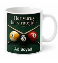 Bilardo Temalı Baskılı Kupa Bardak Hediye Bilardo Severler İçin Özel Tasarım