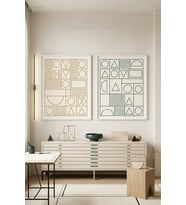 Geometrik Şıklık Minimalist 2'li Ahşap Çerçeveli Tablo Seti