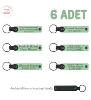 Açık Yeşil & Siyah, Anaokulu Miniklerine İsimli Karne Hatırası Anahtarlık 6’lı Set, Hediyelik Anı