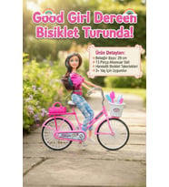Good Girl Dereen Hareketli Bisikletli Bebek Seti 29cm - 13 Parça Aksesuarlı Oyuncak - 3+ Yaş