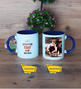 Aşçıya Hediye Kupa Bardak Lacivert Fotoğraflı Aşçılar Günü Hediyesi