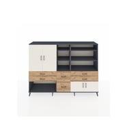 Hyperion Dolap 10 Raflı 6 Çekmeceli 4 Kapaklı 220x44x163 Antrasit-Aytaşı/Çam