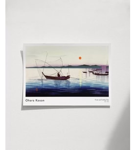 Çerçevesiz Poster Ohara Koson Tekneler ve Batan Güneş