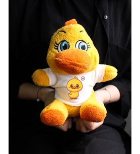 Ördek Baskılı Tişörtlü Turuncu Renk Peluş Ördek 22cm
