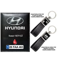 Plakanıza Özel Hyundai Logolu Siyah Ruhsat Kabı ve Anahtarlık