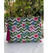Çiçekli Zigzag Clutch Çanta