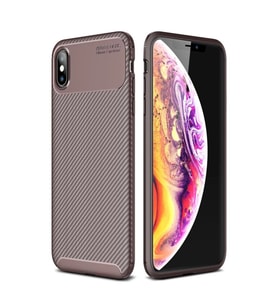Xs Max Kılıf Auto Focus Karbon Kapak - Kahverengi