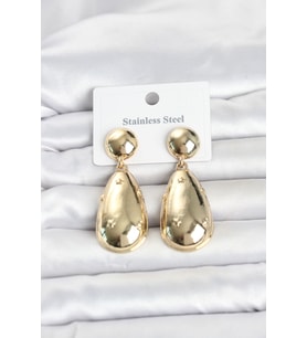 316L Çelik Gold Renk Damla Model Kadın Küpe TJ-BKP11830