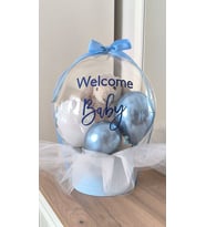 Hoşgeldin bebek,Yenidoğan bebek balon Hediye Kutusu – Peluş Tavşan &Balonlu